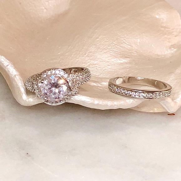 .925 Sterling Silver Engagement Wedding Rings 6.5 - Picture 9 of 10